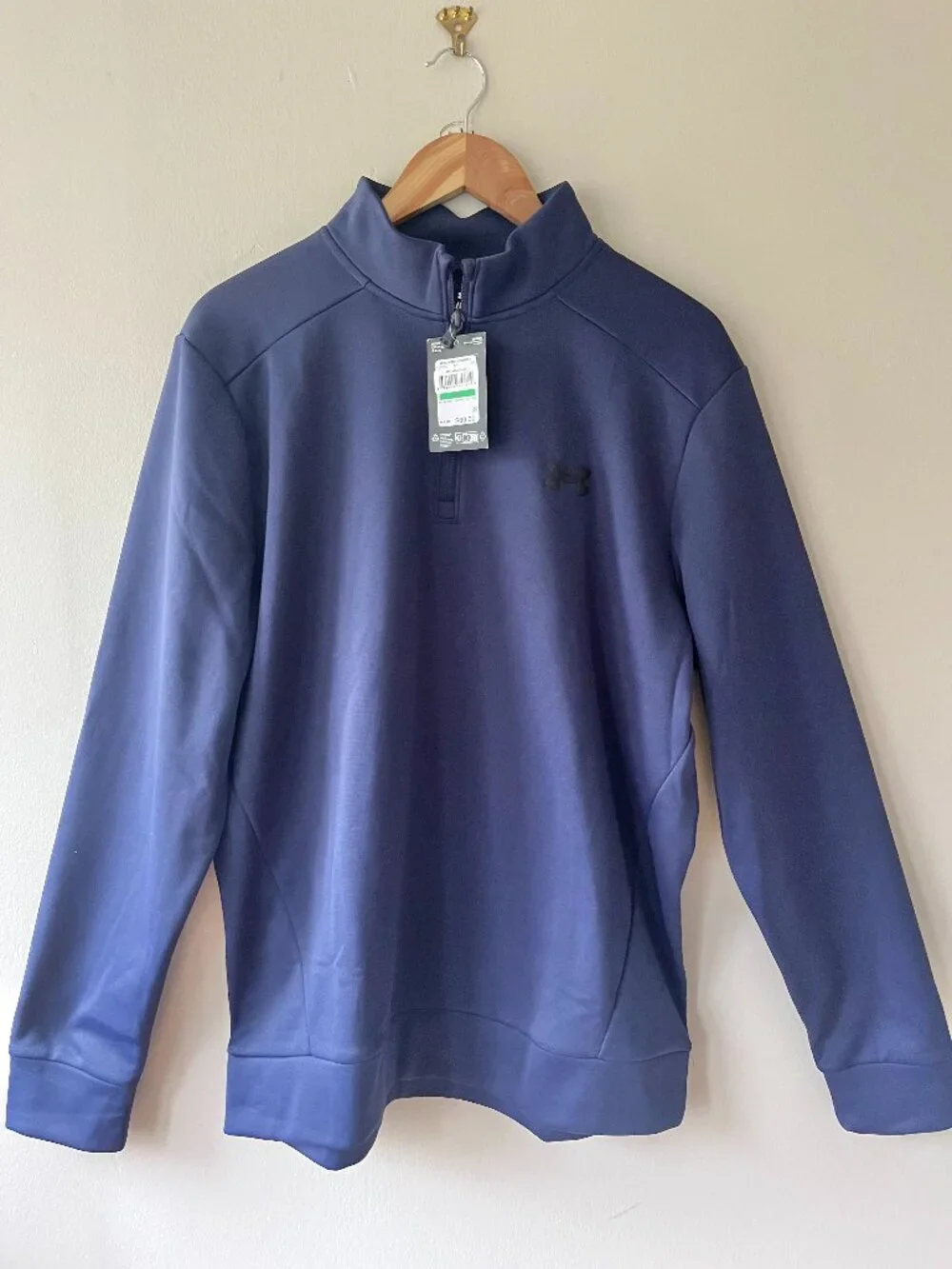 Under Armour Men's Sz L Blue 1/4-Zip Fleece Pullover‎ Sweatshirt